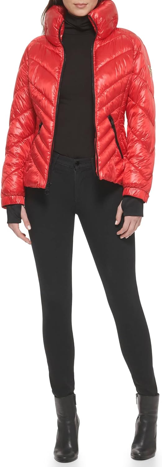 GUESS womens Puffer Jacket With Storm Cuffs– Quilted, Transitional Jacket - Image 2