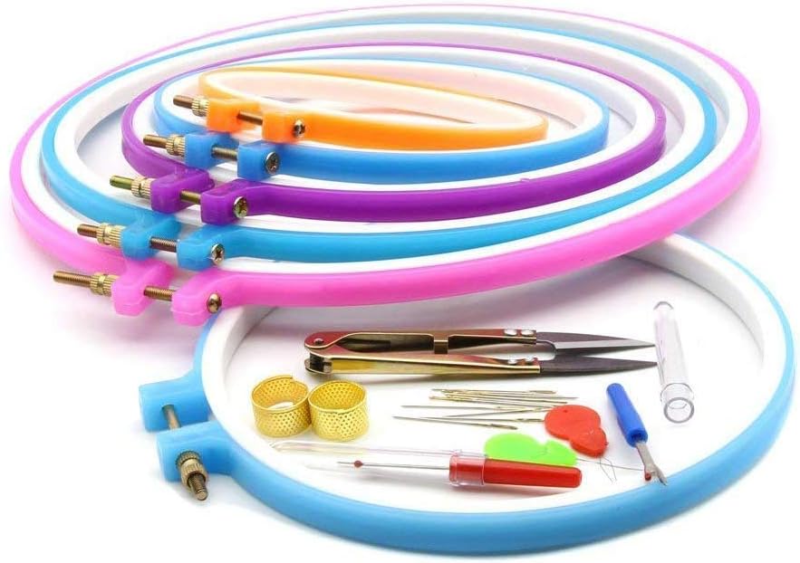6pcs Embroidery Hoop Cross Circle Embroidery Hoops Circle Set in 6 Different Size (Random Color)