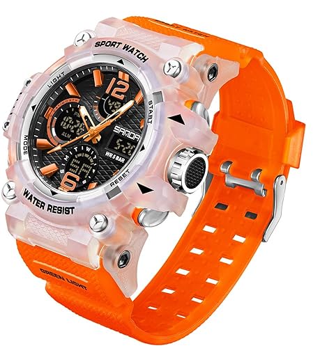 FANMIS Mens Analog Digital Sports Watches Multifunctional 50M Waterproof LED
