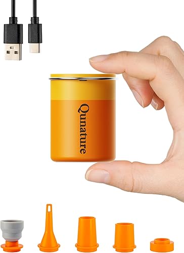 Qunature - Mini bomba eléctrica portátil para inflables con batería de 1500 mAh, luz de campamento, recargable, USB, desinflado para colchón de cama