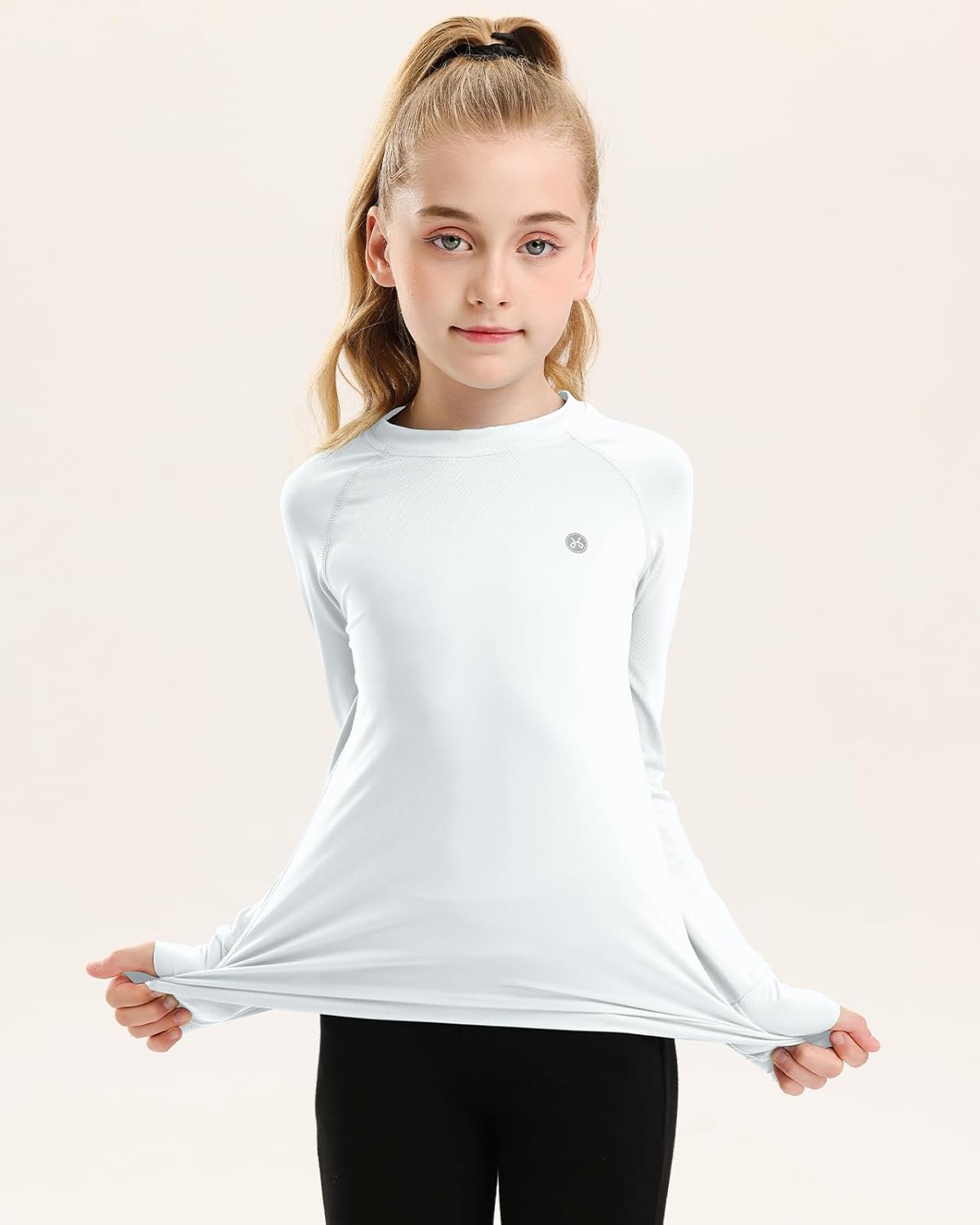 Girls Long Sleeve Shirt UPF50+ Lightweight Thin Active Tee Workout Running Pullover Top with Thumb Hole 3-12Years - Image 2
