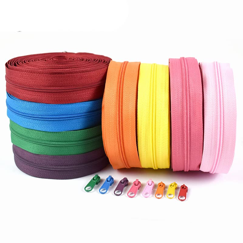 Rollo de cremallera de bobina de nailon de 5/10/20 metros 5# con cinta de cremalleras deslizantes para coser bolsas de ropa Kit de reparación de cremallera accesorios de ropa DIY-LakeBlue275,5#,20 me