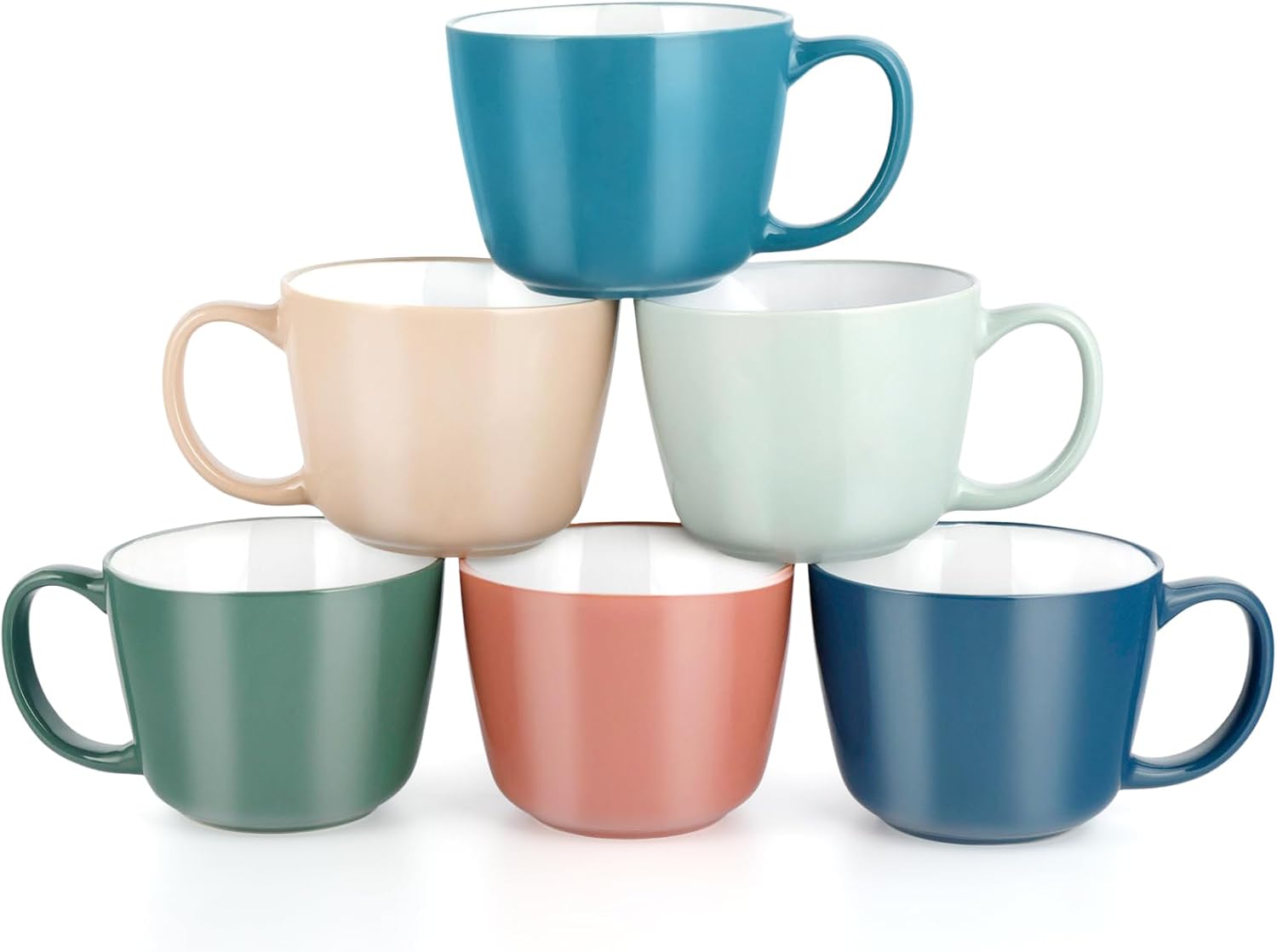 Ceramic Mugs 18oz,Set of 6,Large Ceramic Coffee for Men, Women, Dad, Mom, Modern Coffee Mugs With Handle For Cereal,Coffee,Juice,Soup,Tea. (set of 6)