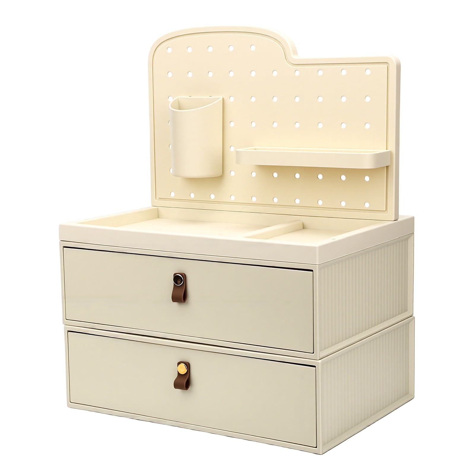 Generic Organizer na Przybory do Makijażu z Szufladami Pegboard Praktyczny Pojemnik na Kosmetyki do Przebieralni, Dwuwarstwowy, Trwały ABS + PP