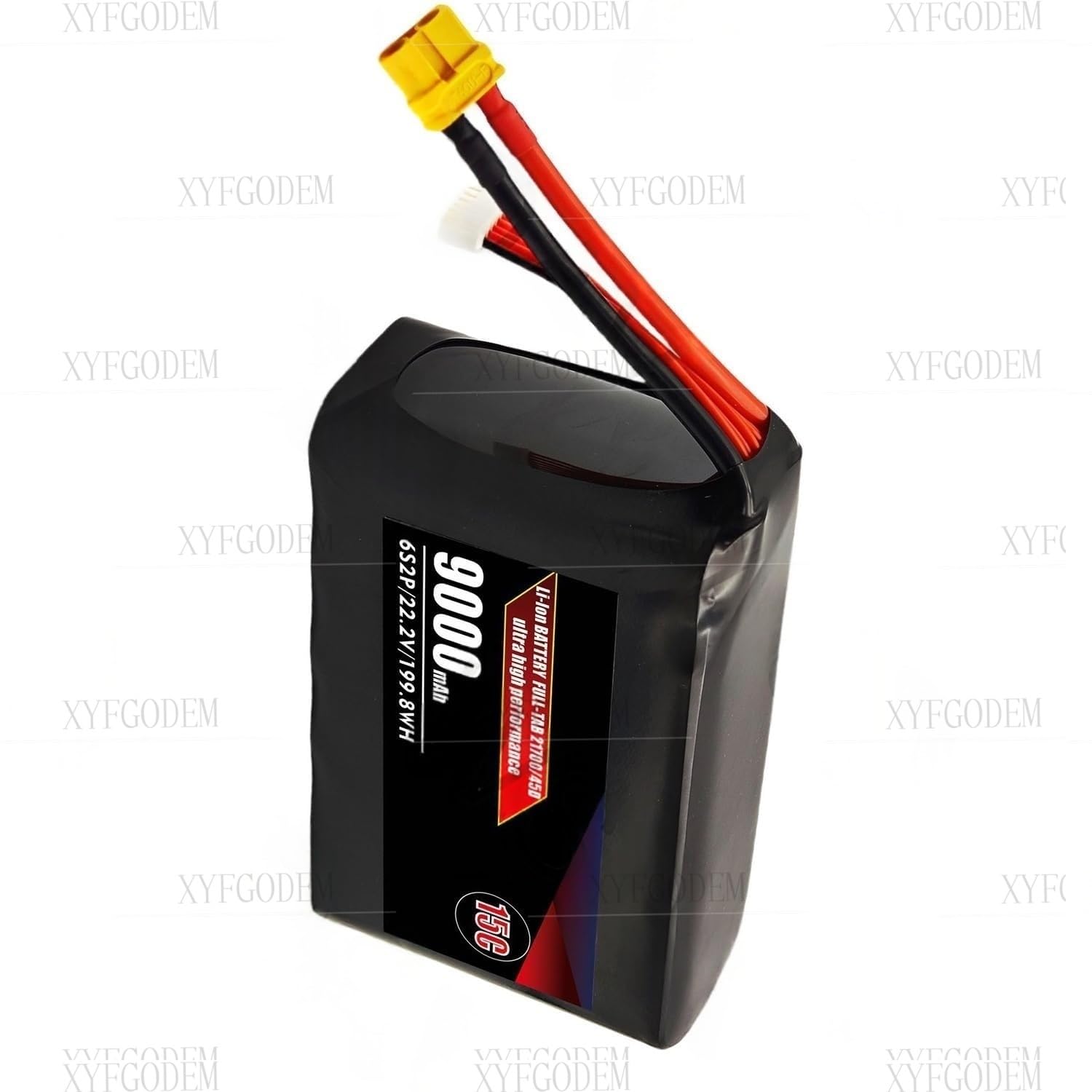 Batteria ai polimeri di litio 15C 22,2 V 9000 mAh ad alta scarica per droni e veicoli radiocomandati, ricarica rapida e protezione BMS