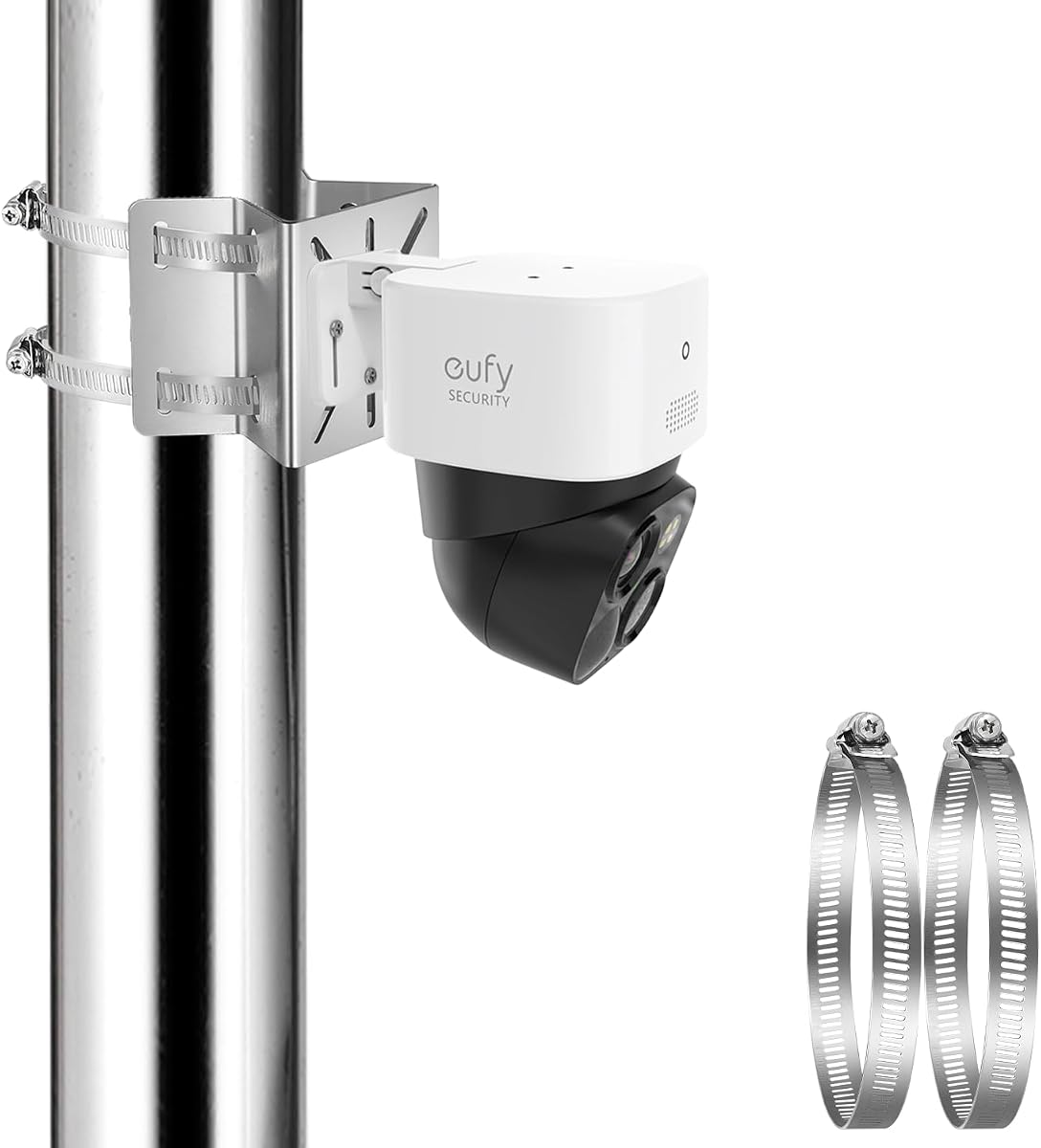 Tonton Kit de soporte de esquina para montaje en poste compatible con Eufy Security SoloCam S340, SoloCam E30 y Eufy 4G LTE Cam S330, soporte de cámara ajustable resistente a la intemperie para cámara de seguridad solar (1 paquete, blanco)