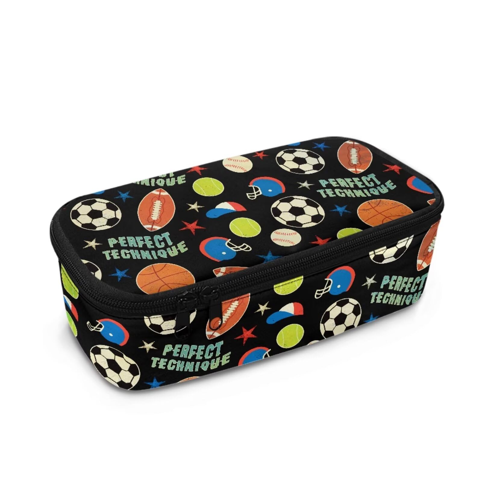 Dngkaoje Sports Themed Soccer Rugby Print Pencil Case for Kids Boys School Pen Bags Large Capacity Pouch for Kids Boys Girls School Supplies Stationery Organizer Case