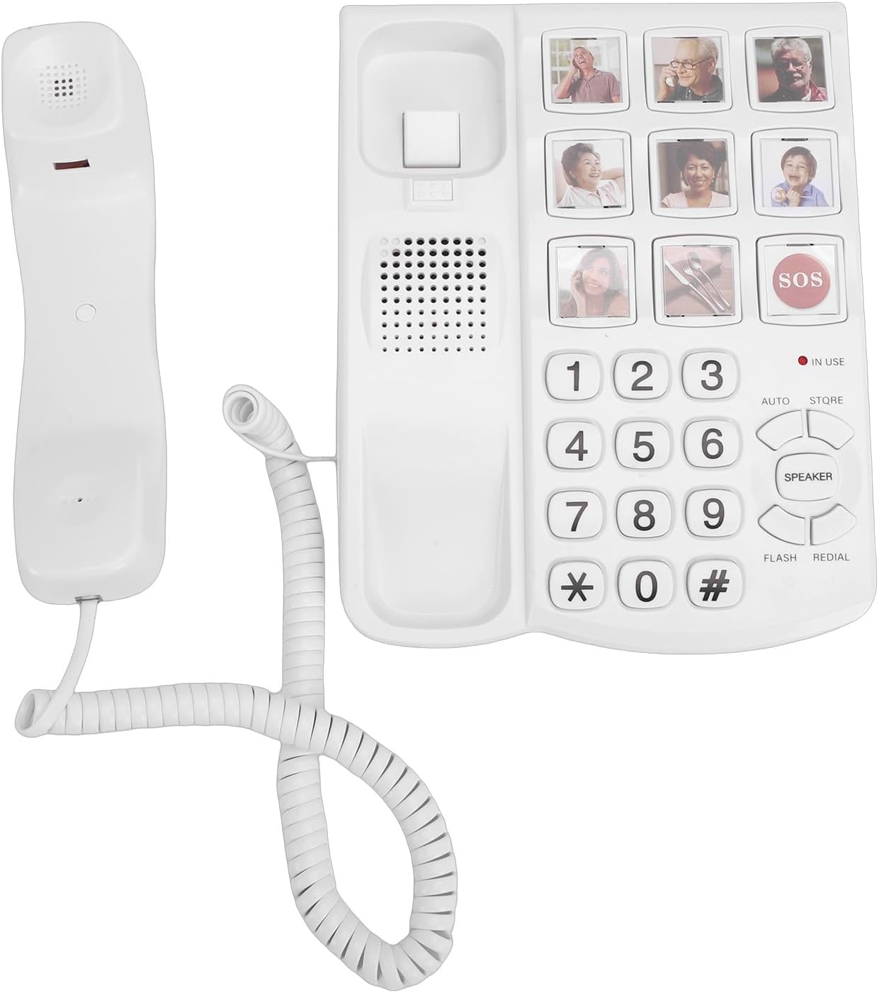 Gugxiom Large Buttons Desktop Phone for Seniors, 120dB Extra Loud Ringer & 9 Picture Speed Dial, Amplified Speakerphone Landline for Hearing Impaired