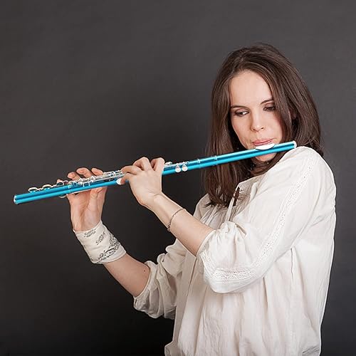 Miniatura 50 de LeSage Flauta C de agujero cerrado de 16 teclas azul para estudiantes principiantes con estuche, kit de mantenimiento, paño de limpieza, pie C