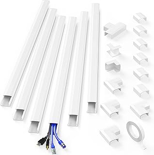 Delamu Cord Hider Wall Mounted TV, Large Cable Management Covers for Wire Easy Snap-on, 94.5in, Cable Concealer, Raceway, 6x W1.18 H0.67 White