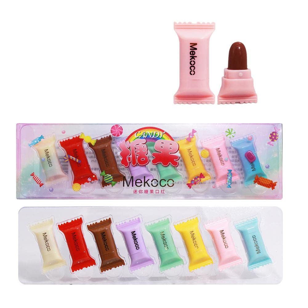 8 Pcs Mini Candy Shaped Matte Velvet Lipstick Set, Sexy Red Lip Tint, Waterproof Long Lasting Lip Gloss Lip Stick Makeup Cosmetics