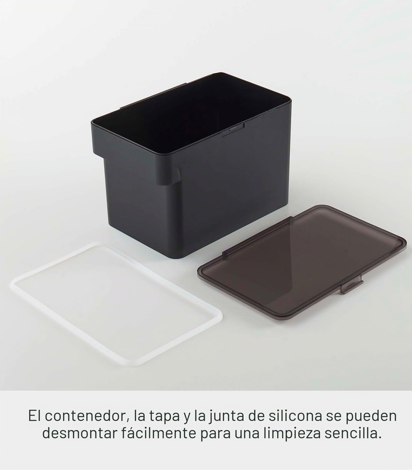 YAMAZAKI 5612 TOWER Pet Food Container (3,5 kg), black, ABS Resin/Silicone, 30 x 19.7 x 19.2 cm