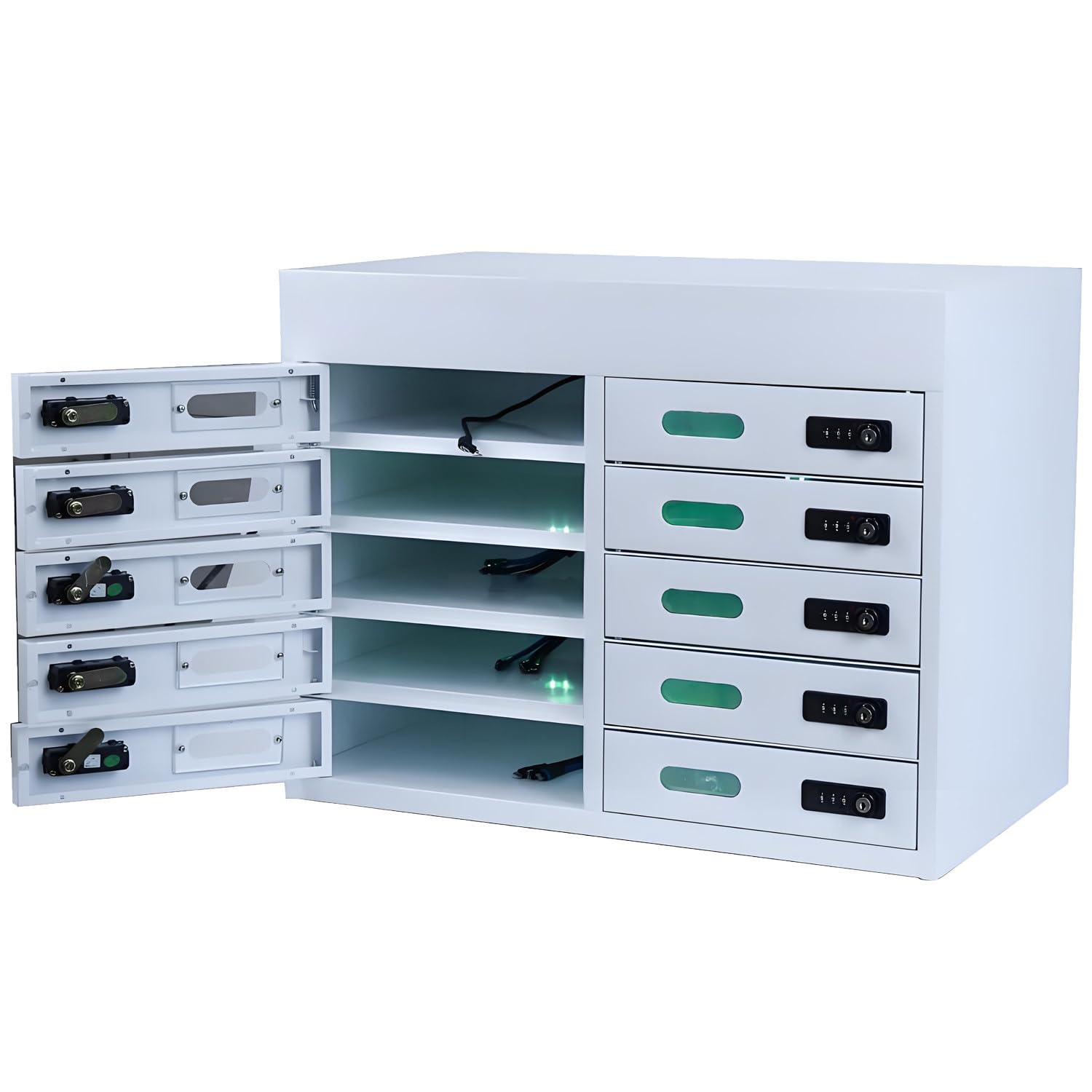 YXYLJOZ 10-Slot Cell Phone Locker,Cellphone Charging Cabinet With Combination Lock & 3 In 1 Charging Ports Cellphone Charging Station,For Schools, Governments, Factories