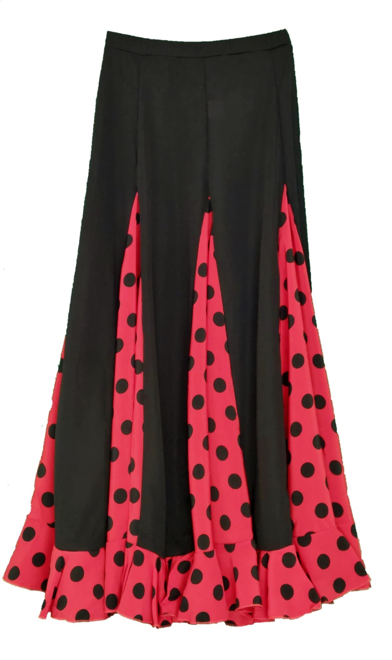 Jupe de Danse Flamenco Noire Rouge à Pois