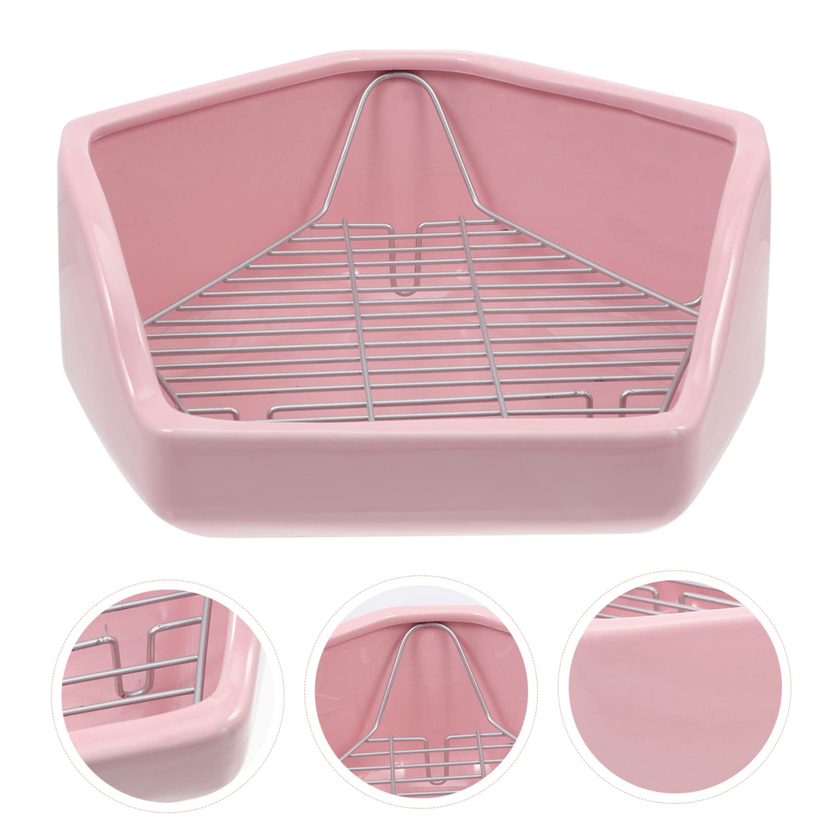 Toyvian Inodoro Antivuelco para Conejos y Hurones, Orinal de Cerámica Diseño de Malla y Rejillas Desmontables, Adecuado para Uso en Jaulas y Espacios Interiores