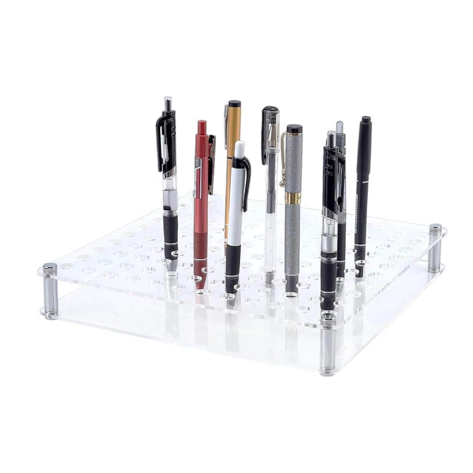 Jazuaiao Premium Clear Artist Brush Storage Rack 120 Slot Design for Watercolor Pens Markers and Art Supplies High Transparency Brush Stand