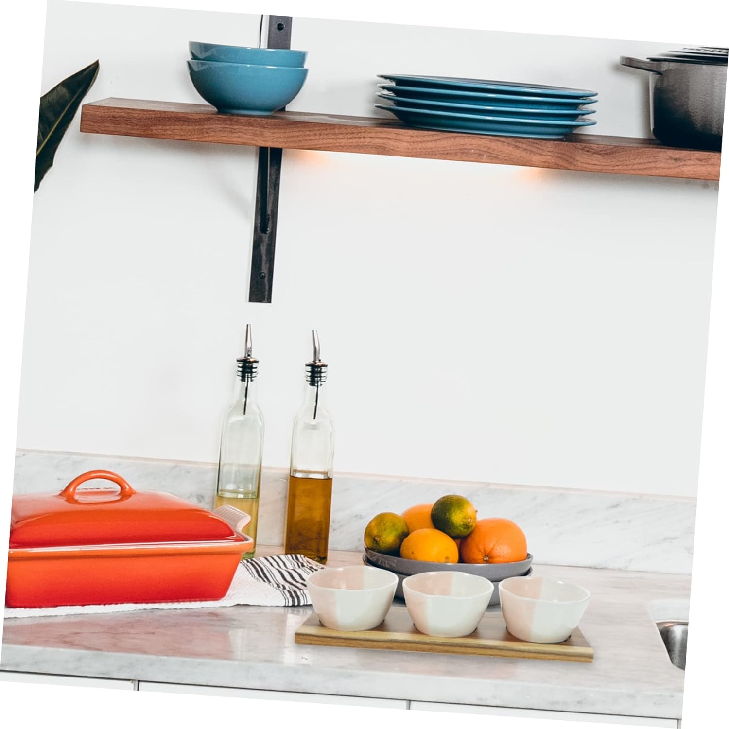 1 Set Ceramic Snack Dish with Wood Tray Compartment Bowl for Fruits Dips and Appetizers for Parties Weddings and Home Use Stylish Snack Serving