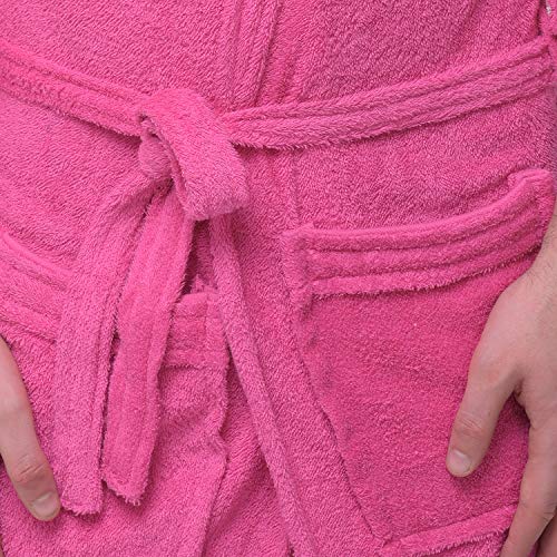 Image of Men's /Women Bath Robe Full Sleeve Cotton Bathrobe - Suitable for Birthday /Anniversary /Diwali /Couple /wedding Gift | 250 GSM |Dark Pink UNISEX 250GSM Men Dark Pink