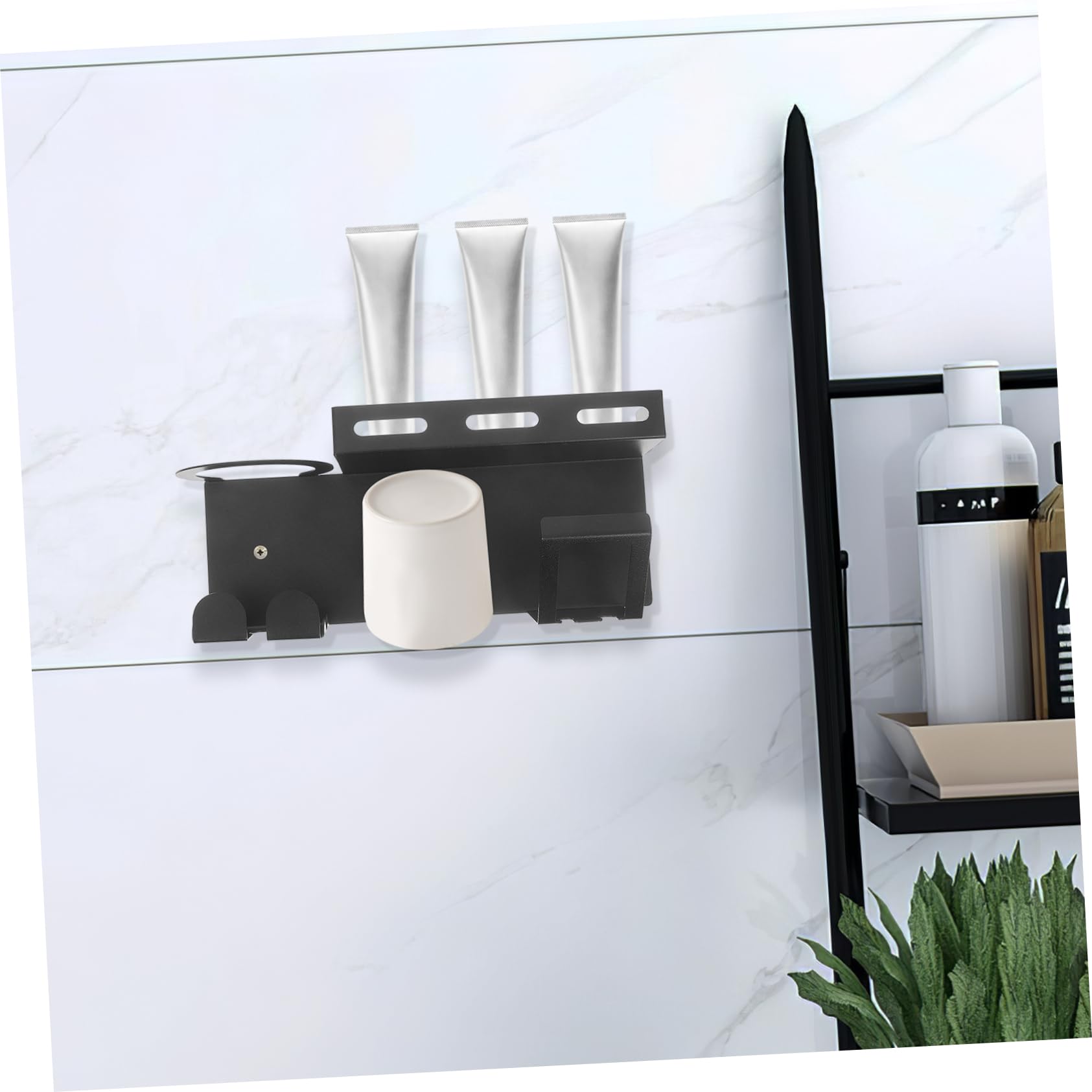 Portaspazzolino da Denti Acciaio Inossidabile Montato con per e Raccoglitore per Dentifricio Design Moderno per Bagno Resistente All Umidità e Facile da Installare