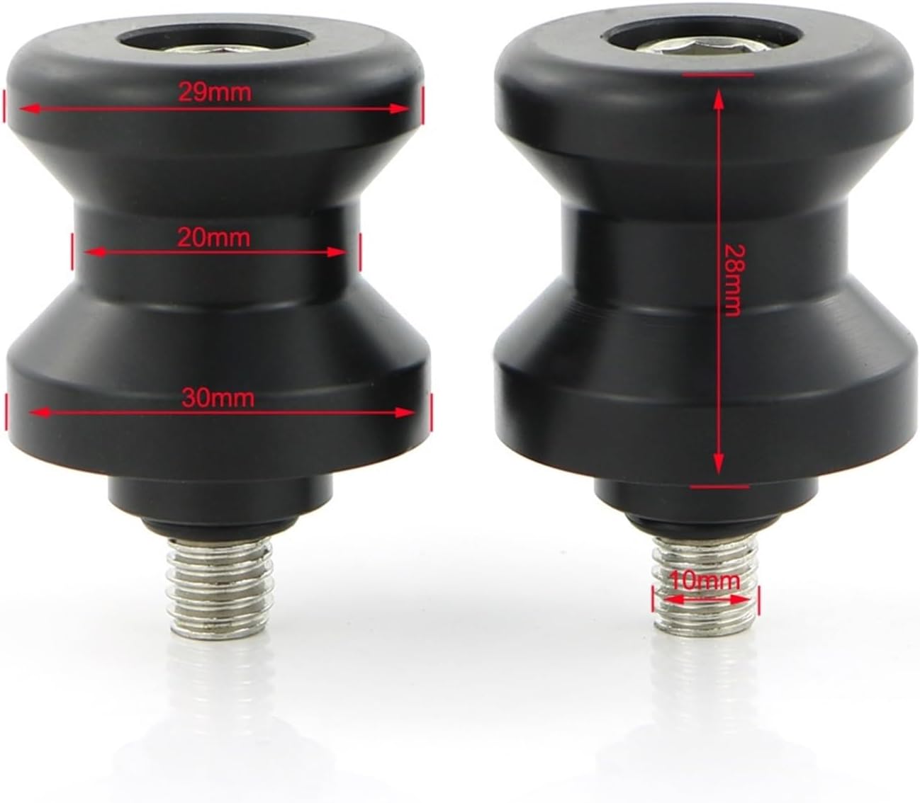 Compatible With Kawasaki Yamaha M10 10mm Motorcycle Swing Arm Spools Screws Sliders Swingarm Stands Bobbins POM Plastic Black 1 Pair