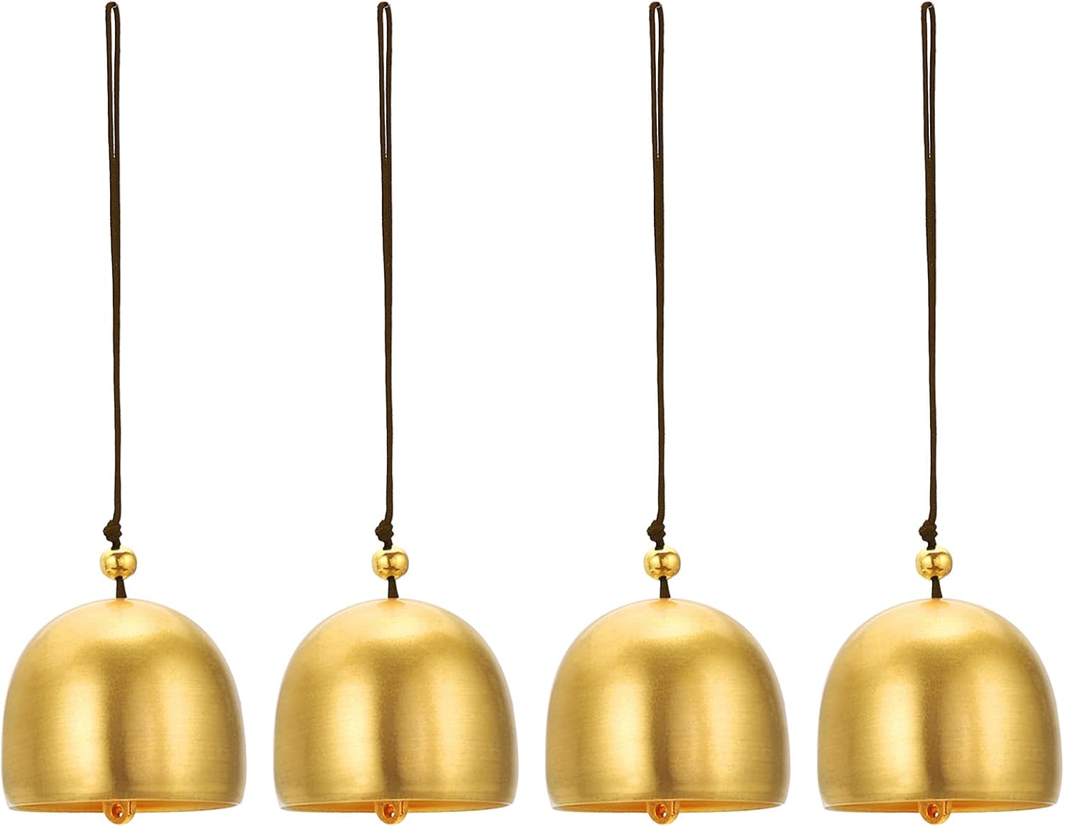 PATIKIL 4 Pcs Wind Chime, Hanging Bells Temple Bells Retro Outdoor Hanging Metal Chinese Wind Chime 1.5" Round for Outside Garden Camping, Gold Brown