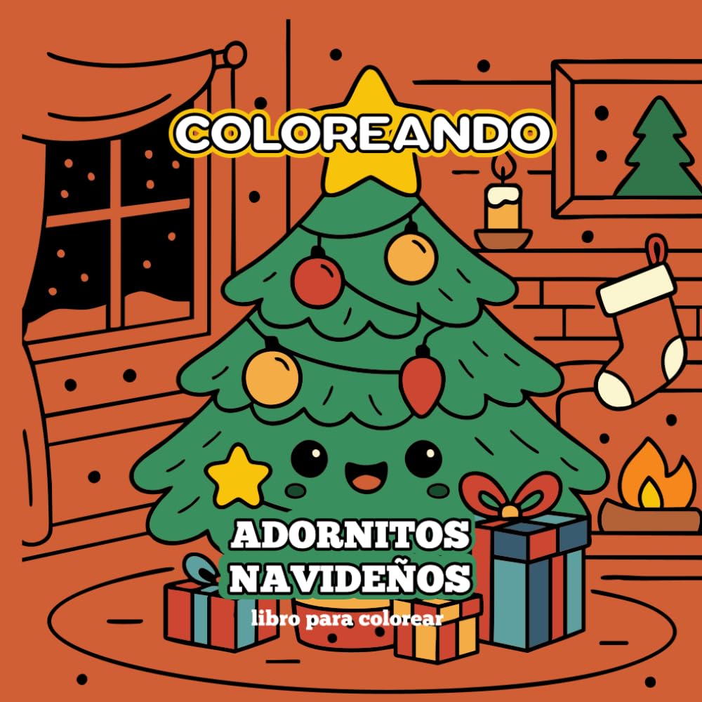 Coloreando Adornitos navideños: n libro para colorear con esferas, estrellas, árboles y regalos y más.