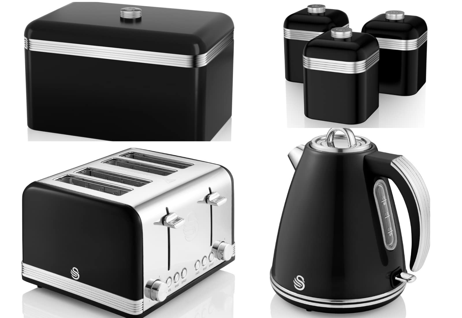 Buy Swan Retro Range 1.5L Jug Kettle, 4 Slice Toaster, Bread Bin and
