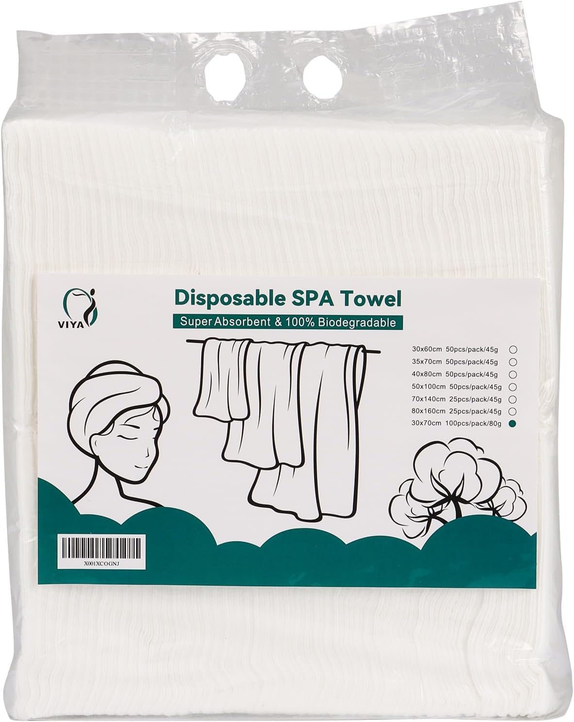 VIYA Swift Disposable Luxury Towels Air Laid Nonwoven Disposable Towel for Salon Hair Drying Towels for Women Salon Towels Bleach Safe White Spa Towels White Gym Towels (30x70cm) 80g