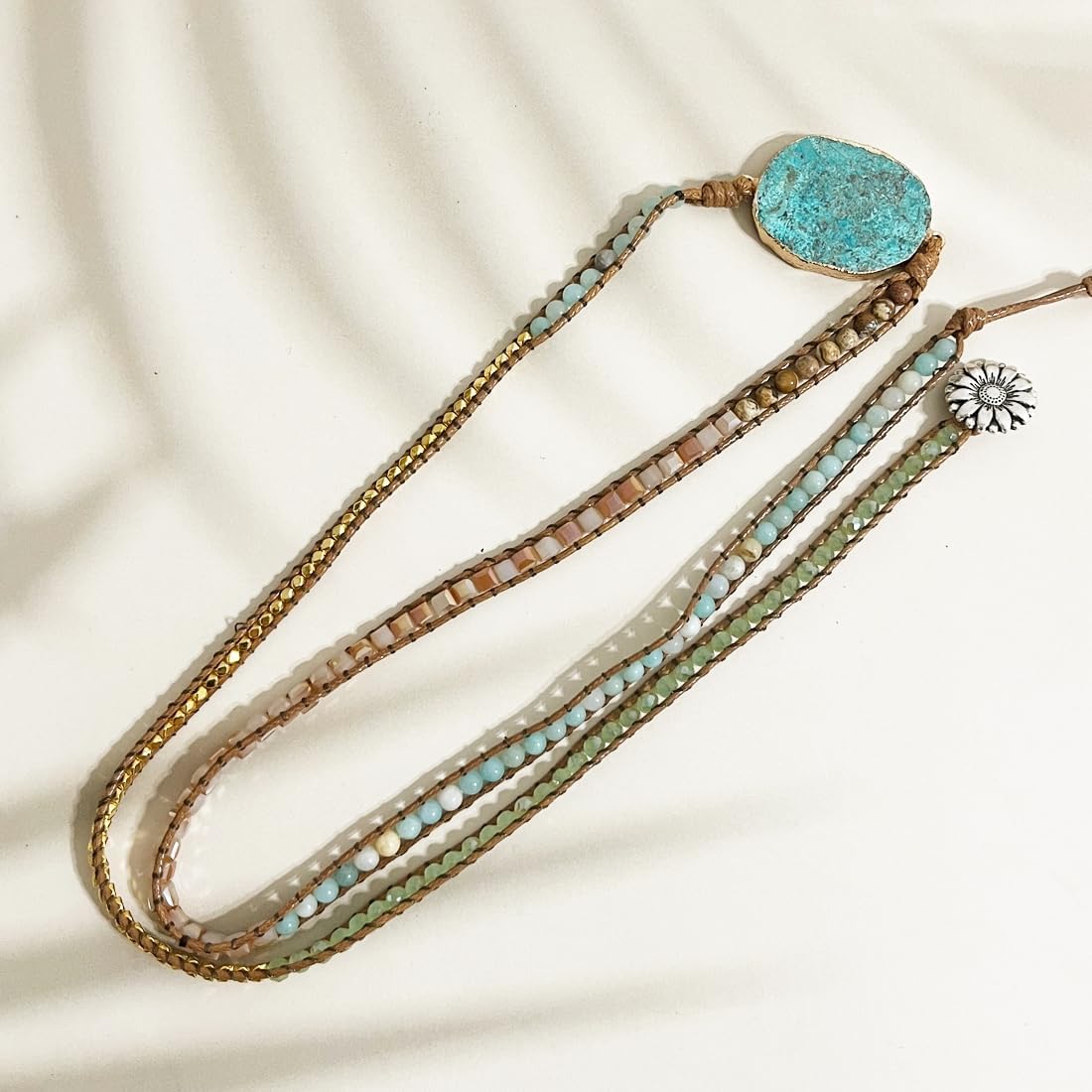 YGLINE Ocean Jasper Stone Wrap Bracelet Handmade Leather Bracelet Collection (jasper 1)