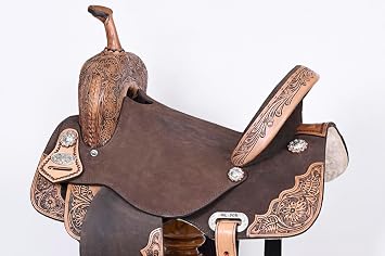 HILASON Western Horse Saddle Flex Tree American Leather Trail Barrel | for Horses
