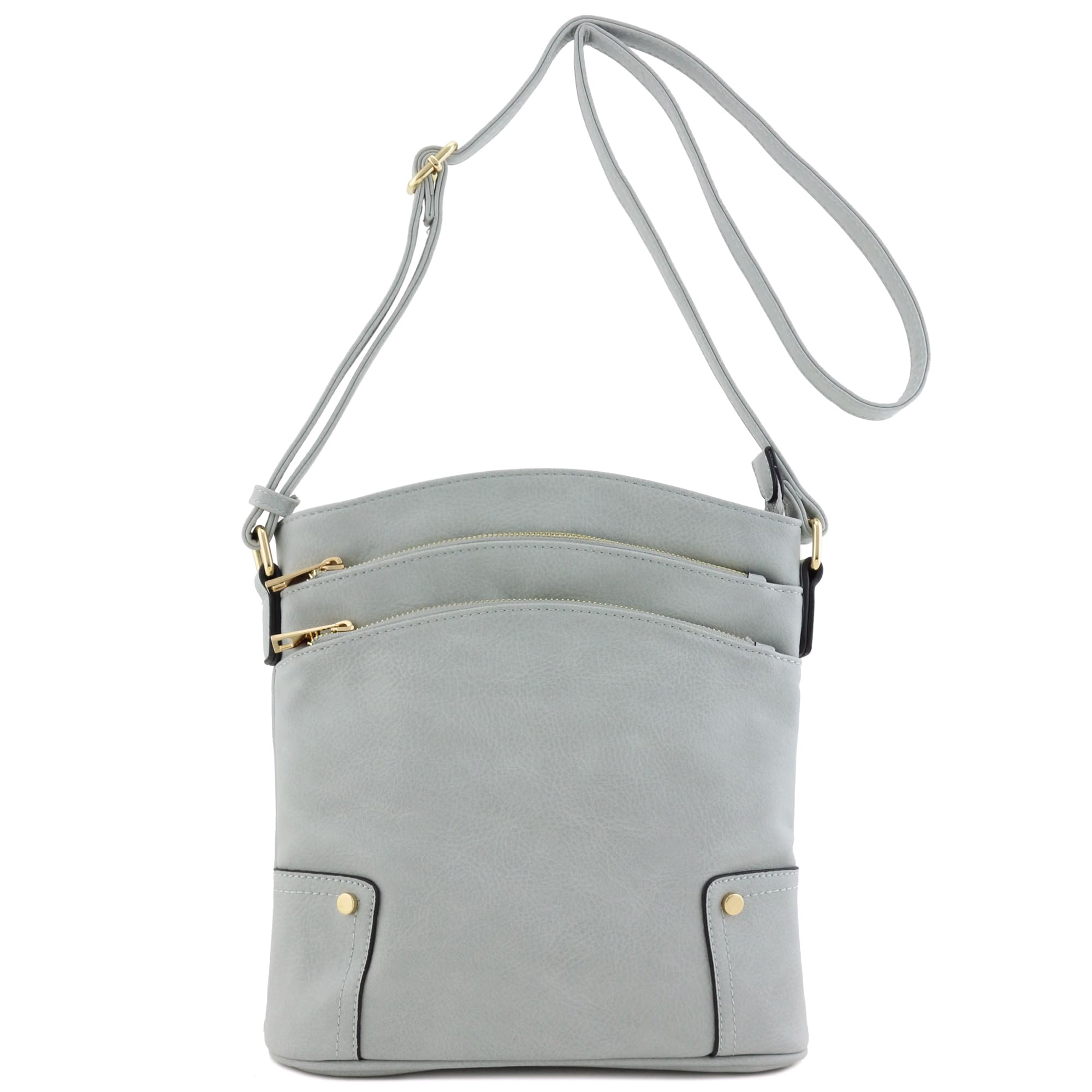 ALYSSA Triple Zip Pocket Large Crossbody Bag