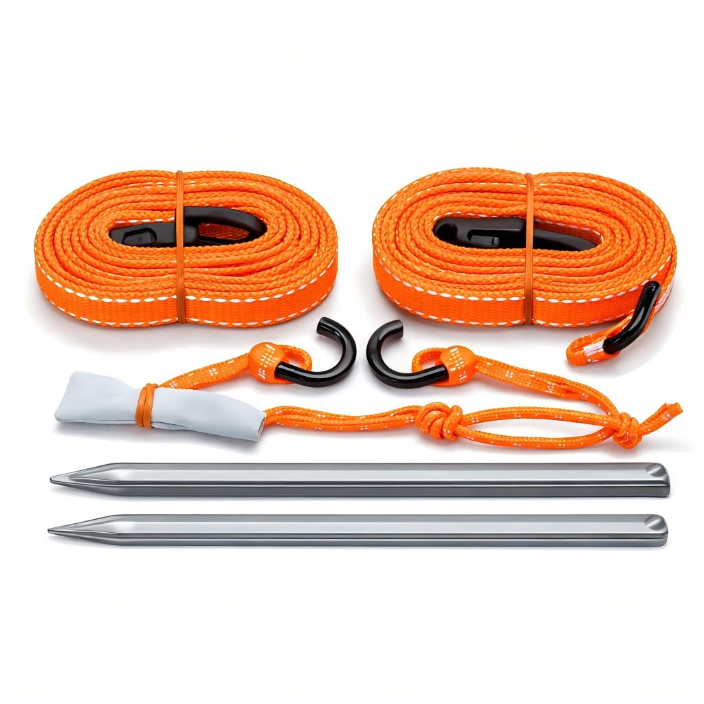 zelt sturmband Unikka Storm Kit – Abspannset mit 4 Spannbändern – Reflektierende Abspannleinen, Sturmband-Set für Vorzelte & Camping, Hochwertige Ersatzteile für Wohnwagen & Wohnmobile Auto & Motorrad Die Wärme im Winter bis 600 g Color:Pigment Slate Blue
