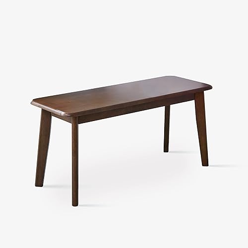 Livinia Canberra - Banco de comedor de madera de 37.4 pulgadasbanco de cocina moderno de roble malayo macizo de mediados de siglo (color blanco
