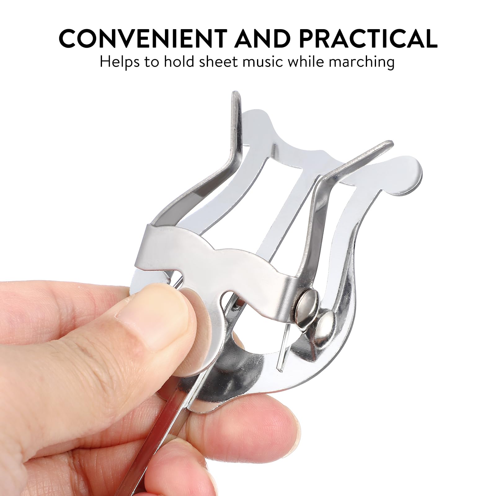 Vaguelly Marching Lyre für Posaune Metall, Clip-On Holder, Standmusik, Silber
