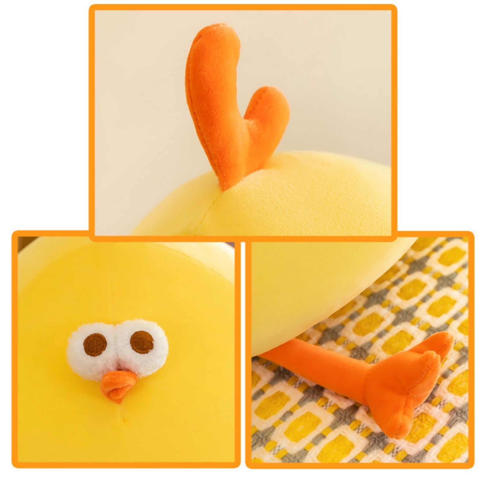 Kuscheltier Küken, Süßes Pummelige Hühner Plüsch, Kleines Gelbes Küken-Kissen, zum Kuscheln und Spielen, für MäDchen Und Jungen (85 cm,Gelb)