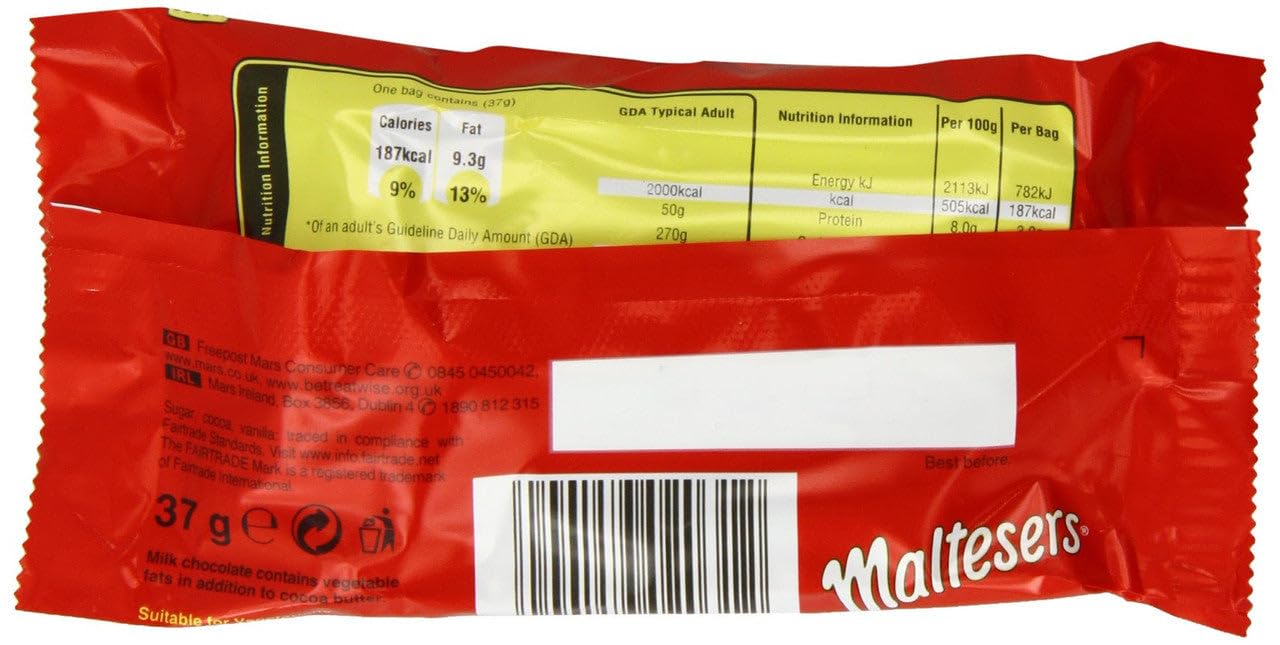 Mars Maltesers Malt Balls, 37 Grams/1.3 Ounces - 40 Pack