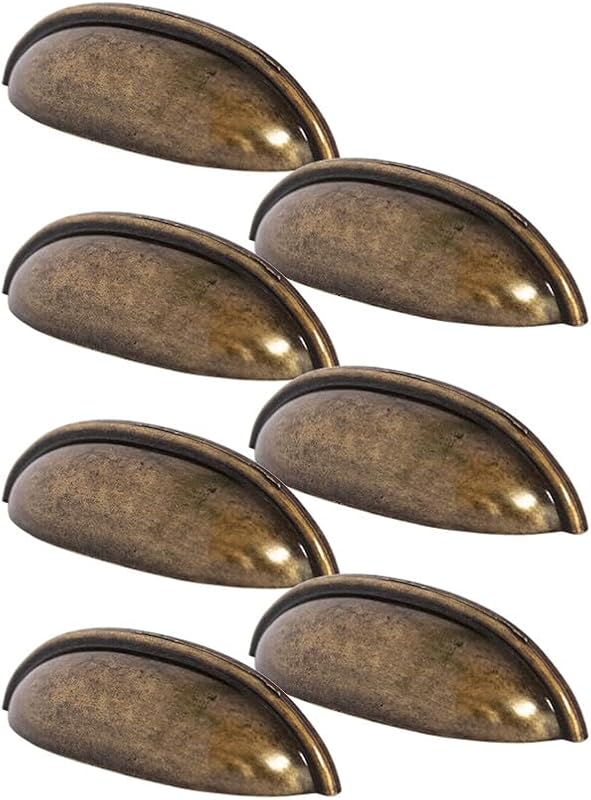 7 Unidades Puxador De Guarda Roupa Armario Concha Meia Lua 64mm (Ouro Envelhecido)