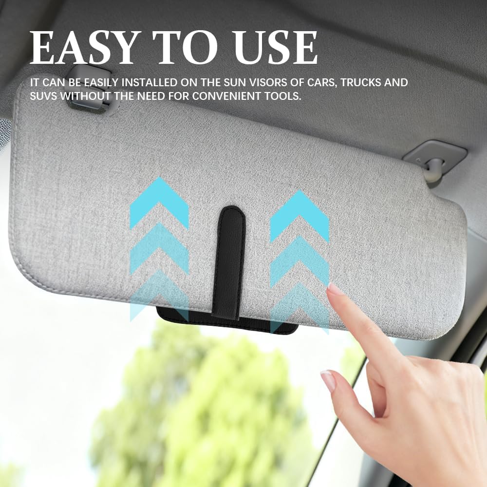 Car Sun Visor Organizer, Small Auto Visor Organizer and Storage, Multifunctional Auto Visor Document Holder with Sunglasses Clip, Universal Vehicle Accessories for Drving License, Card, Pen (Black) image 4