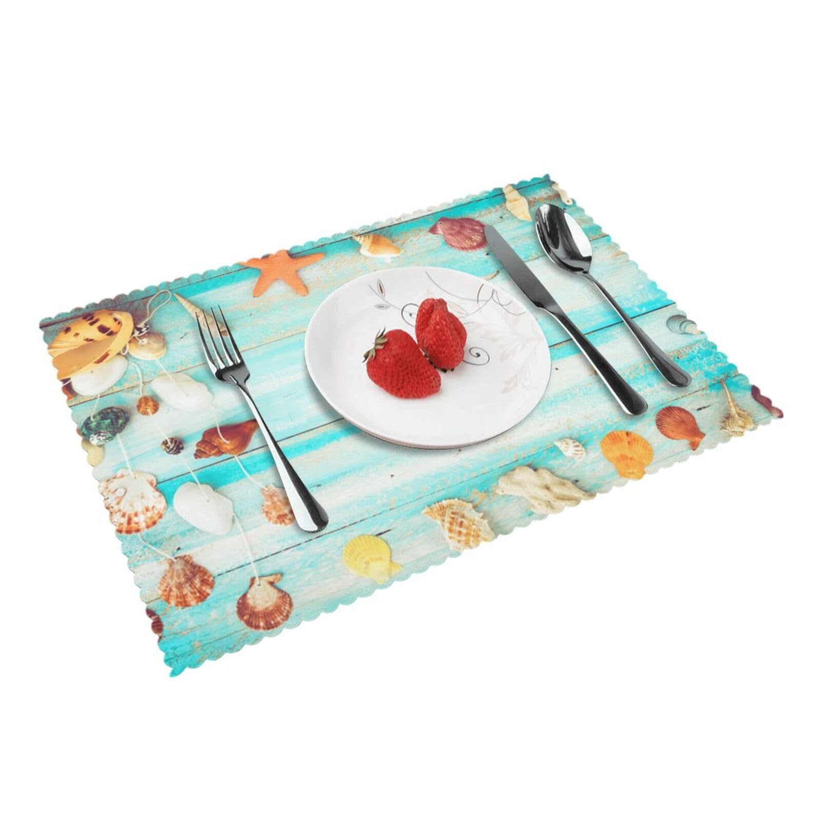 Tropical Beach Seaside Printed Placemats Set of 4 PCS Washable Placemat for Kitchen Table Heat-resistant Table Mats 45x30 CM