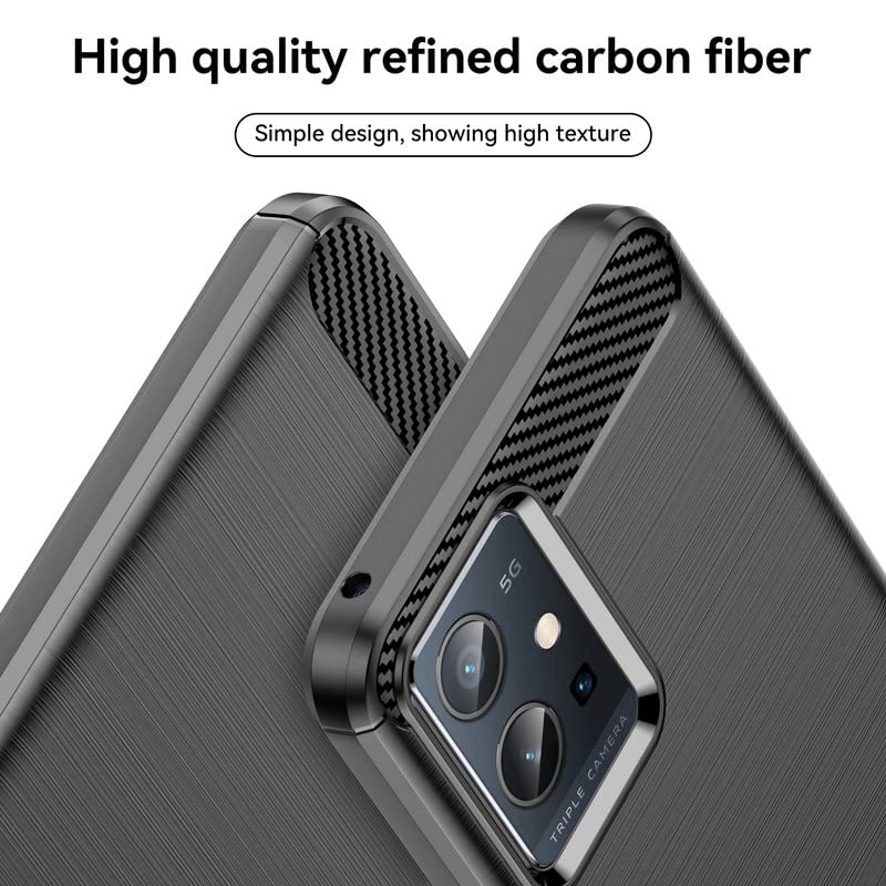 Image of NPRC Hybrid Ultra Slim Protective Case TPU Non-Slip Carbon Fiber Texture Shockproof Case Cover for Vivo T1 5G - Black