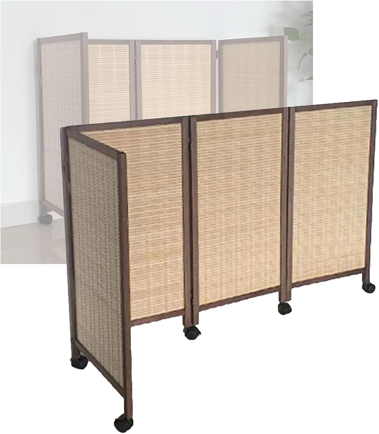 Room Dividers Panels,Short Room Divider,4/5/6/7/8 Panel Foldable Movable Privacy Screen,Wooden Blackout Breathable Fence,Suitable for Home Office Dormitory Kindergarten,Brown,100X4