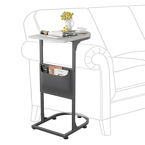 C Shaped End Table, Small Side Table for Couch, C