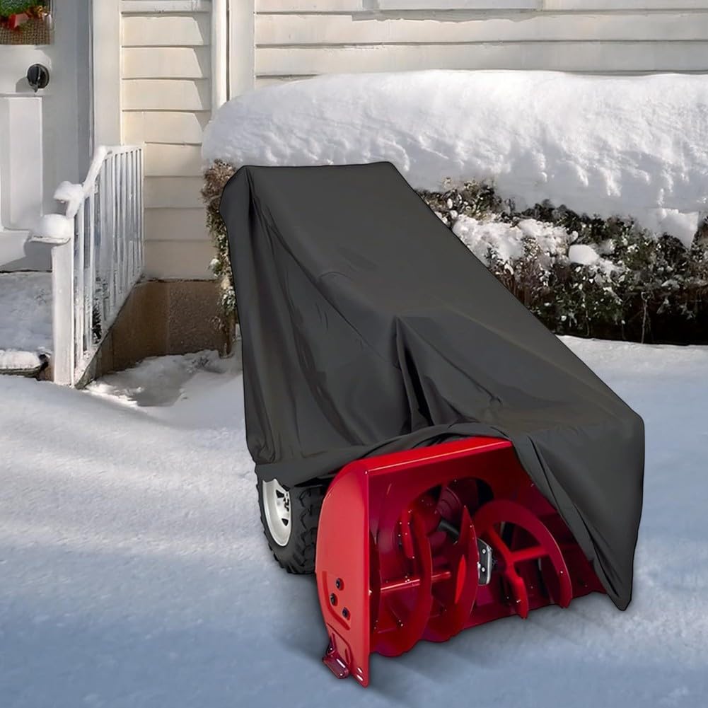Cubierta para soplador de nieve, 109-127 cm resistente 210D Oxford, impermeable, resistente al viento con cordón, protección eléctrica de dos etapas para quitanieves