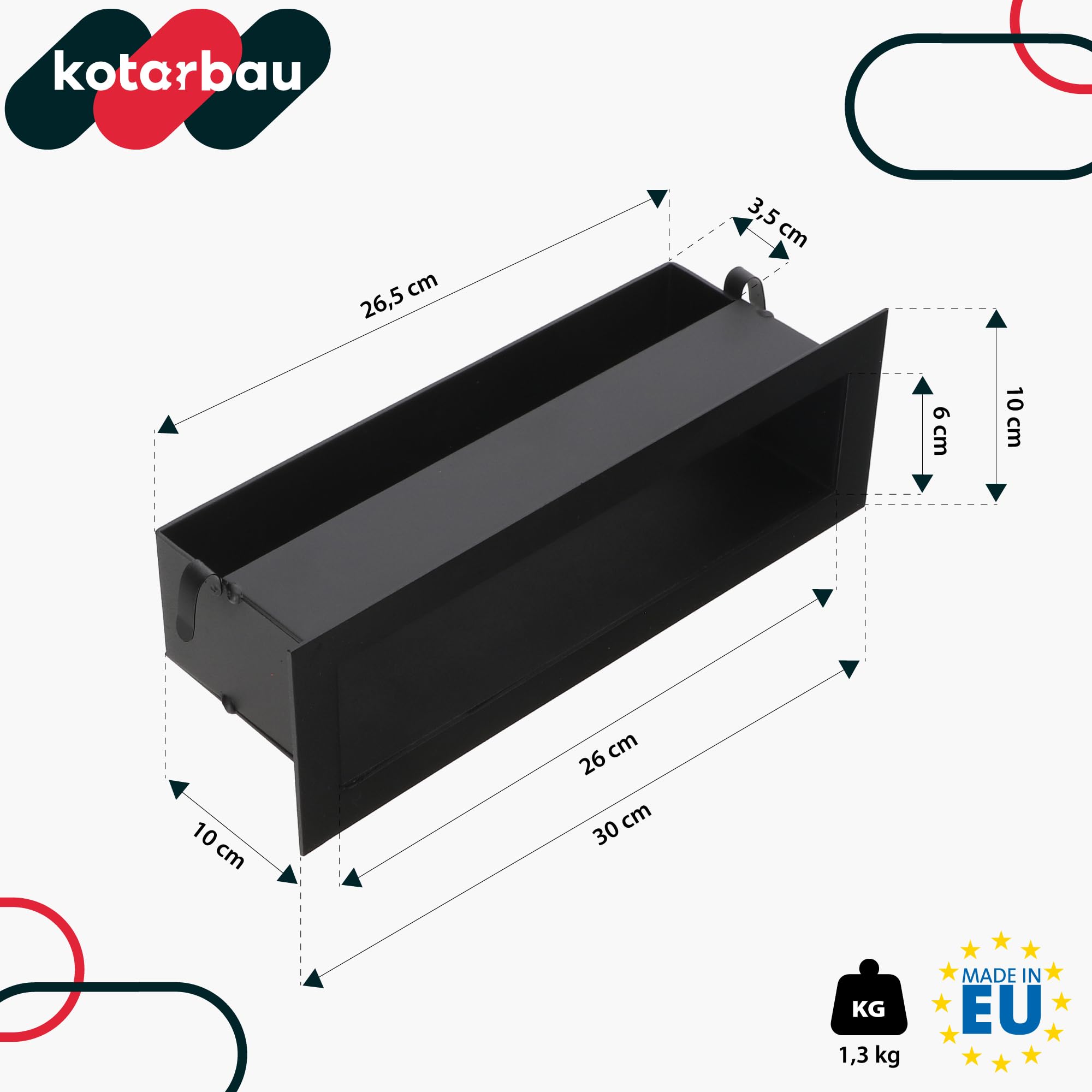 KOTARBAU® Grille Cheminée - Acier Revêtu Poudre - 30 cm - Noir - Grille Ventilation Cheminée - Aération pour Foyer - Design Moderne - Résistante Haute Température