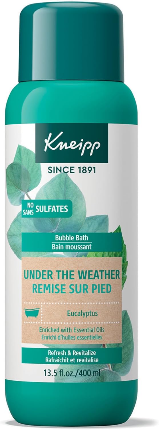 Kneipp Under The Weather Eucalyptus Aromatherapy Bubble Bath – Good for Respiratory Wellness – Vegan – Sulfate Free – 13.5 fl oz – Up to Eight Baths Kneipp Under The Weather Eucalyptus Aromatherapy Bubble Bath – Good for Respiratory Wellness – Vegan – Sulfate Free – 13.5 fl oz – Up to Eight Baths