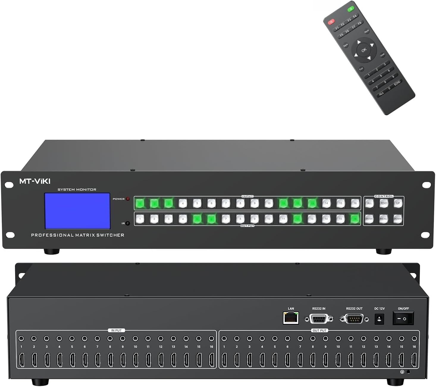 MT-VIKI 4K30Hz Seamless HDMI Matrix Switcher 8x8, Video Wall Controller 4x2 + 3.5MM Audio, Rack Mount Video Matrix 8x8 w/Web GUI
