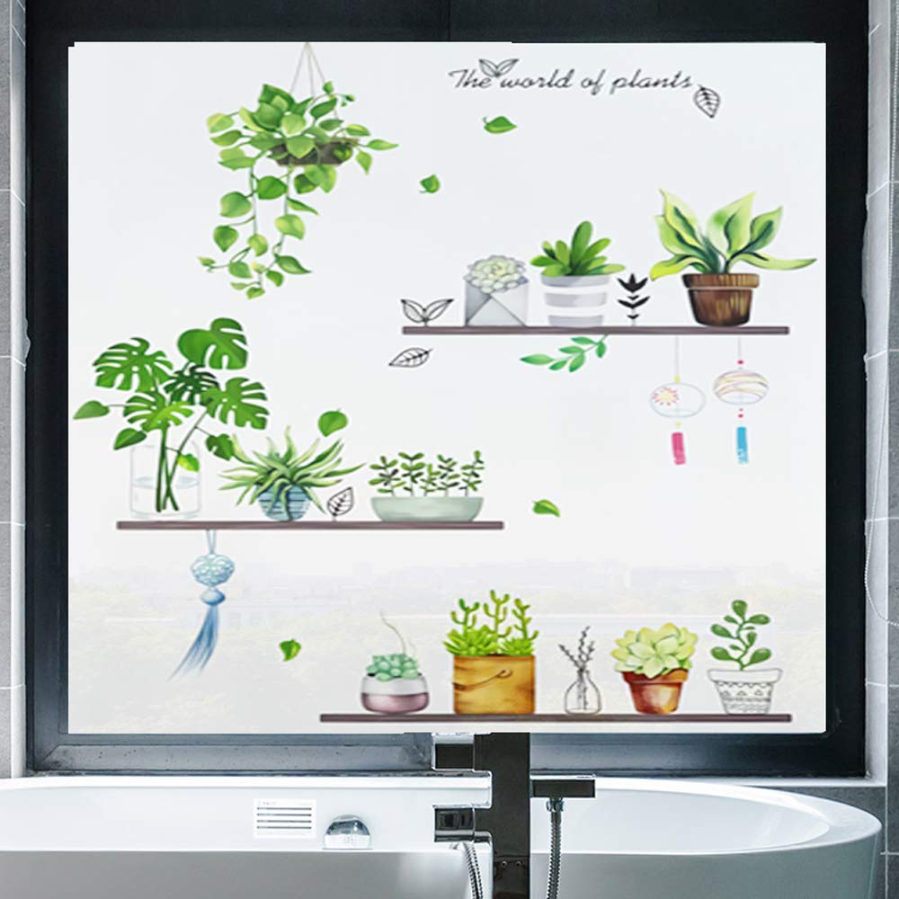 J4U Window Privacy Film Little Garden Decorative Window Sticker No Glue Static Window Cling Frosted Window Decals for Home/Office34.6"x78.74"(88x200cm)