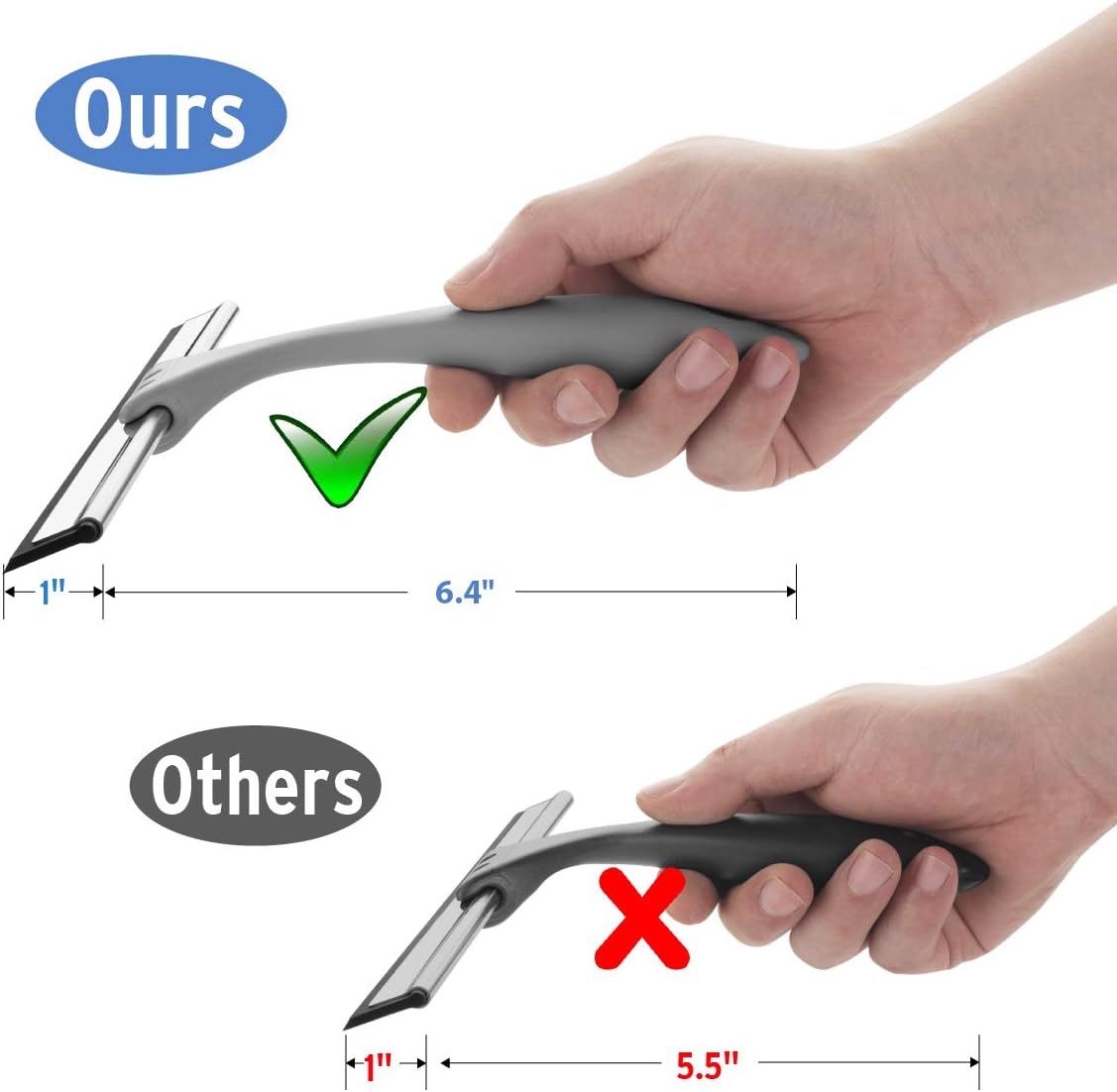 AmazerBath Shower Squeegee, Plastic Bathroom Squeegee for Shower Doors with Adhesive Holder Hook Longer Non-Slip Handle, All-Purpose Glass Squeegee for Mirror, Windows and Car Glass, 10 Inches, Grey : Home & Kitchen