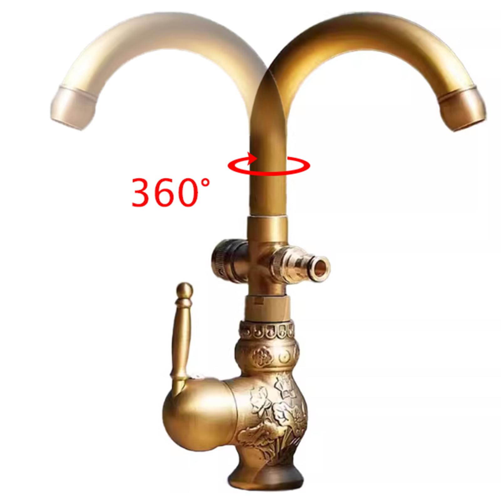 Grifo Doble Salida Grifo con conector De 1/2 Pulgadas Grifos para Lavadora Un Solo Orificio Manija Única,Antigüedad