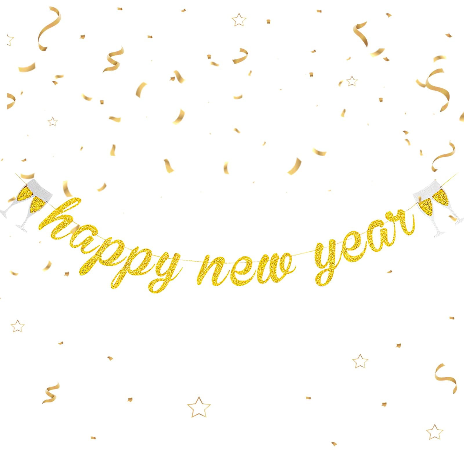 New Year Decoration Banner 2026, Happy New Year Bunting, New Years Eve Decorations, for New Years Eve Party,Christmas Decoration,Home Office,Fireplace,Indoor,Outdoor Holiday Supplies